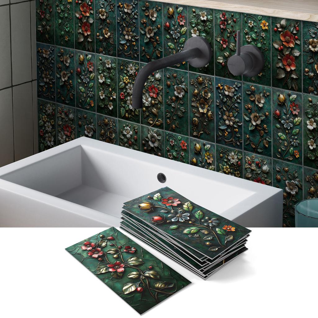 European-Style Tile Wall Sticker, Self-Adhesive Waterproof Kitchen Living Room Wallpaper Decoration Pet Thickened Foam Tile Sticker