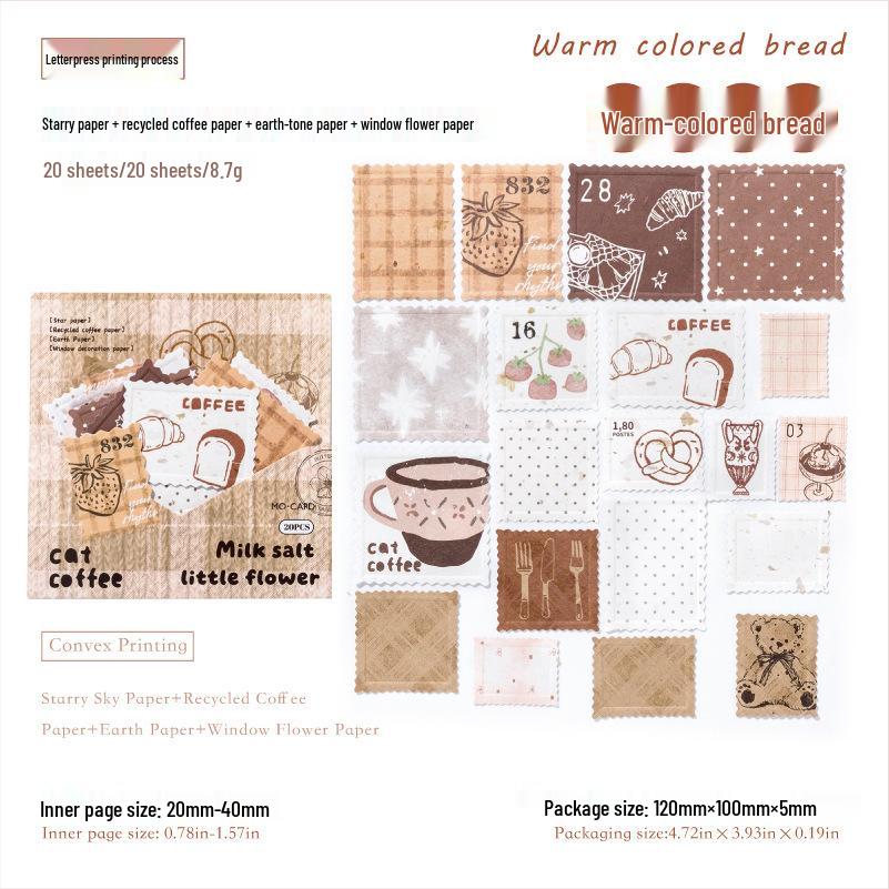 

MòMò Salt Market Series Embossed Postage Stamp Stickers - 6 Styles for Journaling & Collage