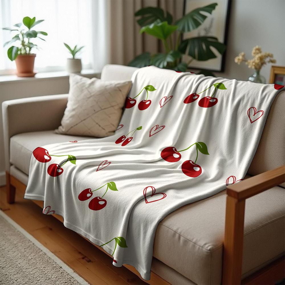 Minimal Burgundy Heart Cartoon Anime Print Flannel Blanket Soft Warm Throw for Kids Bedroom Sofa Christmas Office Car