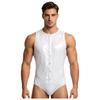 S-3XL Men Waterproof Adaptive Swim Bodysuit Sleeveless One Piece Front Button Side Zippers Leotard Easy Wear Leakproof Bathing Suit