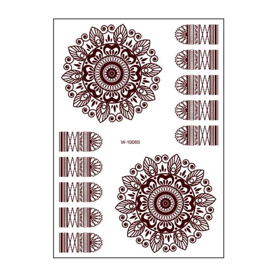 Henna Tattoo Stickers, Red Brown Waterproof Lace Temporary Tattoos, Indian Mehndi Body Art for Women Girls, Festival Makeup