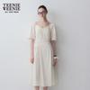 Teenie Weenie Women's Textured White Square Neck Puff Sleeve Dress