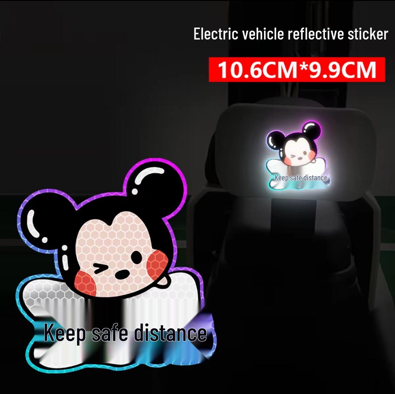 

Reflective Cartoon Sticker for Electric Vehicles - Please Turn Off High Beam and Keep Distance Car Decals Scratch Cover.