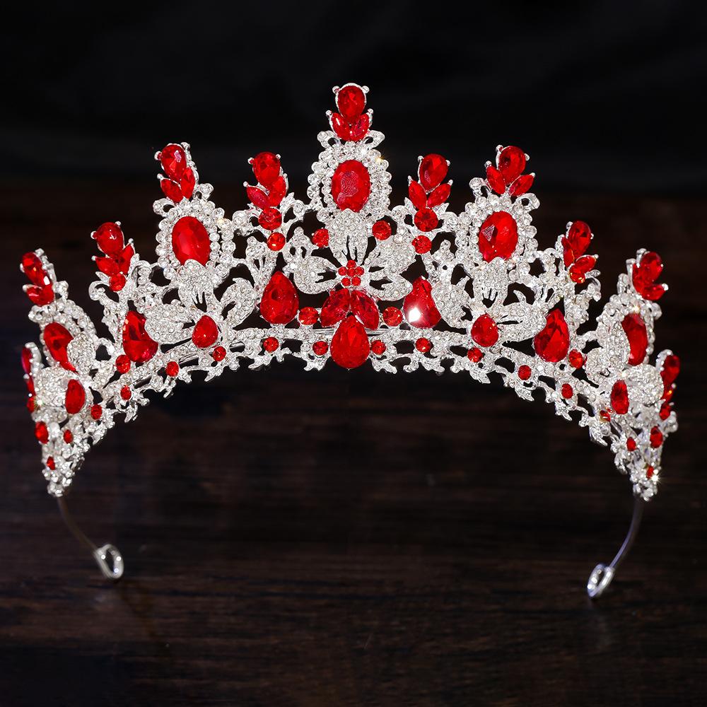 Baroque Luxury Water Drop Crystal Flower Bridal Tiaras Crown Rhinestone Pageant Diadem Bride Headpieces Wedding Hair Accessories