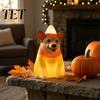 Halloween Window Display Lighted Dog Statue Ornament for Outdoor Yard Decor, Waterproof Puppy Sculpture Festive Lawn Decorations with Warm Light Porch