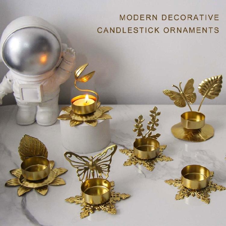 Candle Holder Metal Candlestick Unique Geometric Flower Desk Candlelighting Stand For Sophisticated Home Decoration