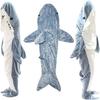 Cartoon Shark Blanket Plaid Gown Sleeping Bag Women Pajamas Adult Blanket Flannel Shark Nightrobe Comfy Bathrobe Homewear Gift