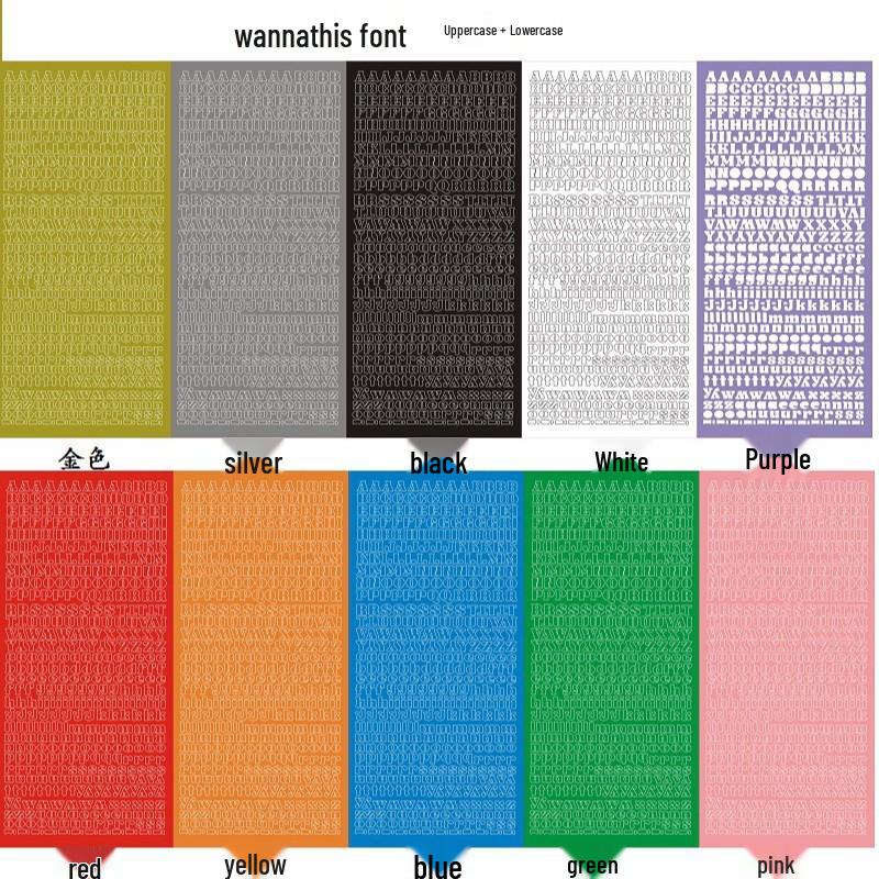 Korean Wannathis Cute PVC Letter & Number Stickers - Colorful, Multi-functional Decorative Stickers for Journals & Photos