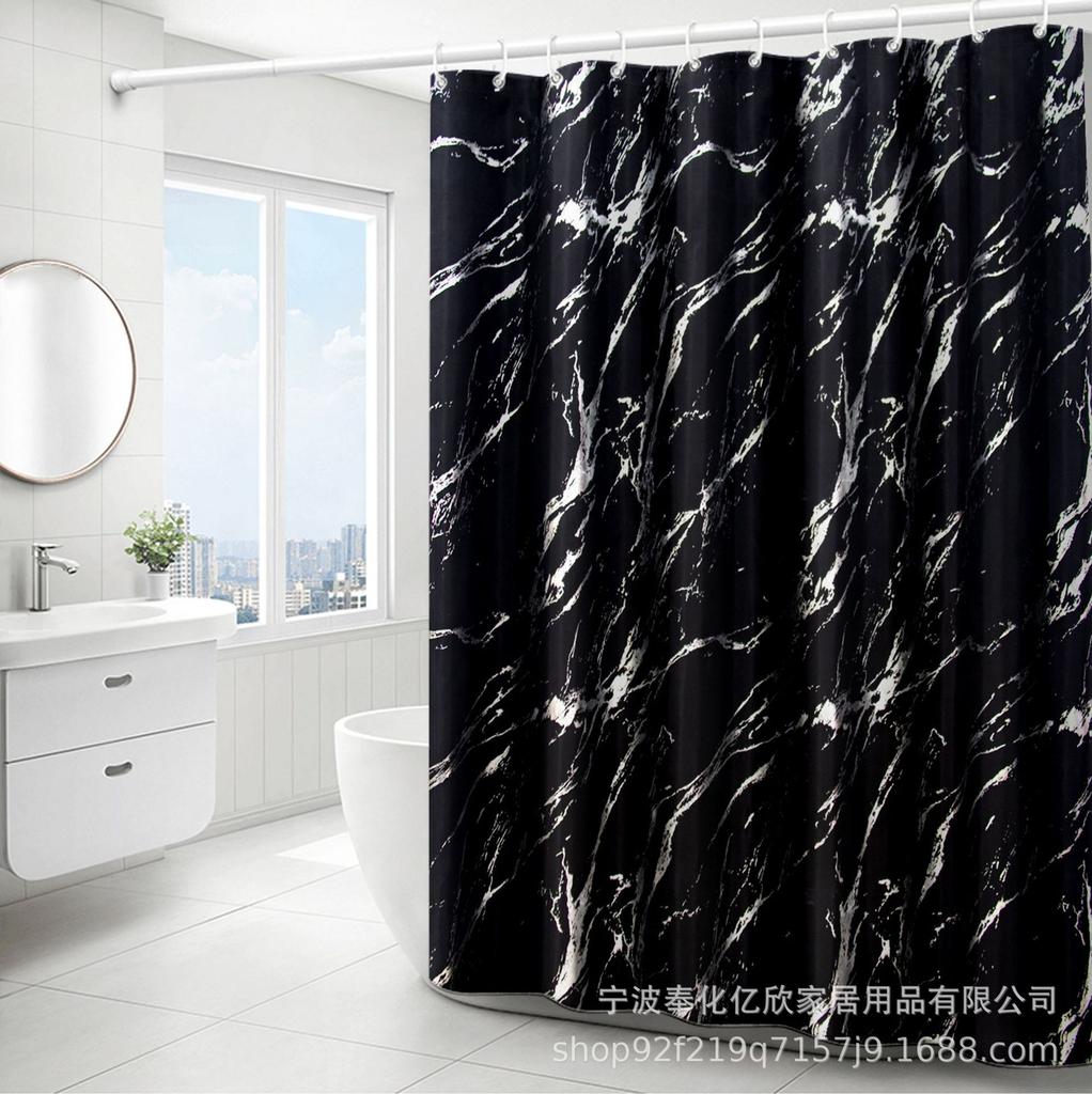 Luxury Minimalist Waterproof Marble Pattern Shower Curtain Partition