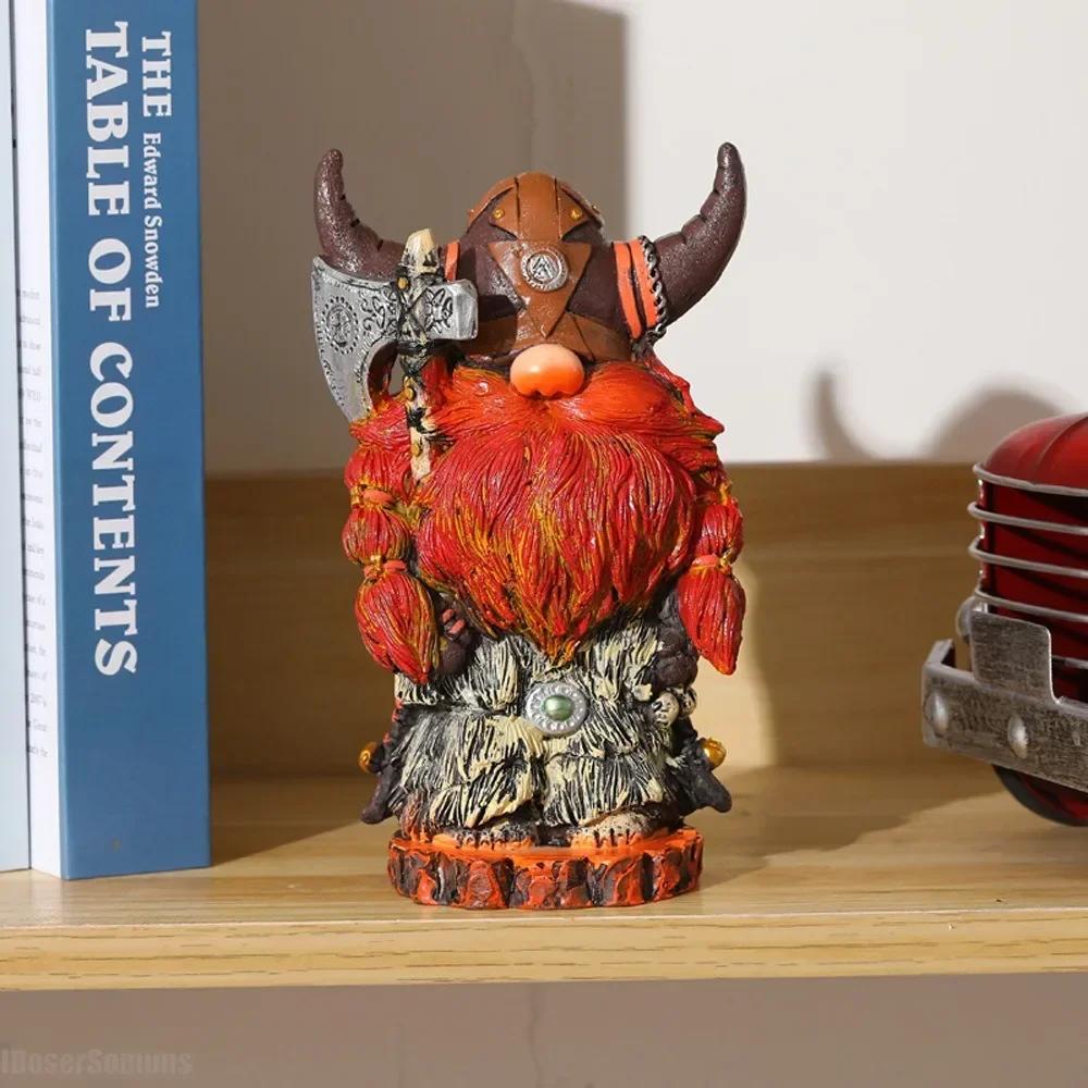 Severské Viking Gnomové Figurky Odolná Viking Válečník Gnom Panenka Ručně Vyráběná Zahradní Pryskyřice Soška Dekor Venkovní Stolní Doplňky