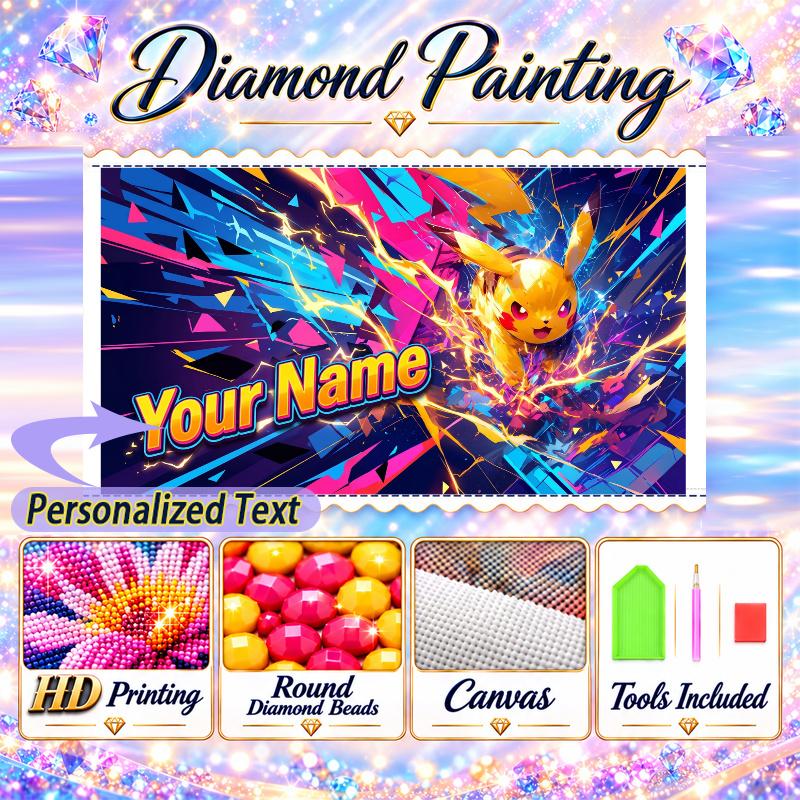 Personalized Pikachu Diamond Art Custom Name 5D Diamond Painting Full Drill DIY Craft