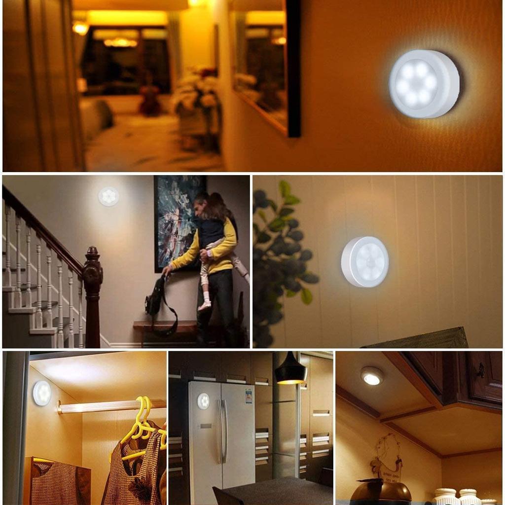 AMIR Motion Sensor Battery with Tape and Night Indoor LED Sensor Lights, Operated, Magnet, Light, Lighting, Lights, 6-Pack