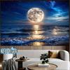 Large Cosmic Galaxy Moon Tapestry Wall Hanging Polyester Art Print Bohemian Space Ocean View Decor for Bedroom Living Room