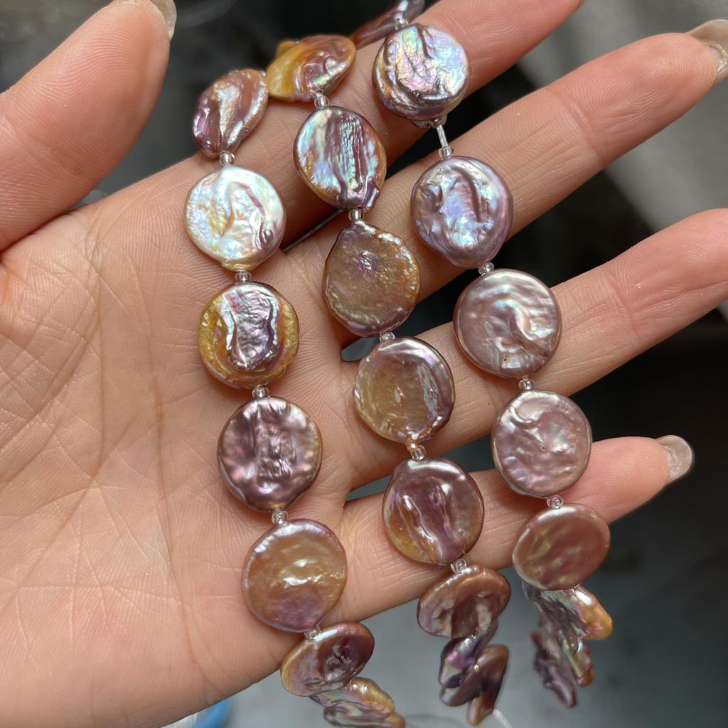 1String, Baroque Style Round Purple Artificial Pearl Beads, 1.5-1.6cm, for Jewelry Making DIY Necklace, Bracelet, Anklet Accessories Crafts Gifts 18cm