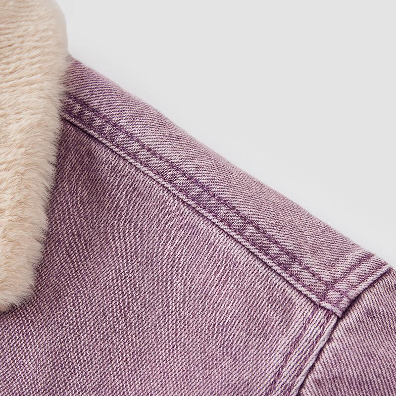 Semir Women's Loose Fit Padded Denim Jacket with Faux Fur Collar