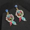 3pcs Luxurious Flower Rhinestone Bridal Zircon Set Exquisite Heavy Industry Dance Party Necklace Earring Decoration