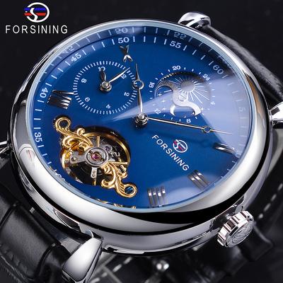 Herrenmode Off-Mondphase Schwungrad Mechanisches Uhrwerk Automatische Mechanische Uhr GMT1191-10-W