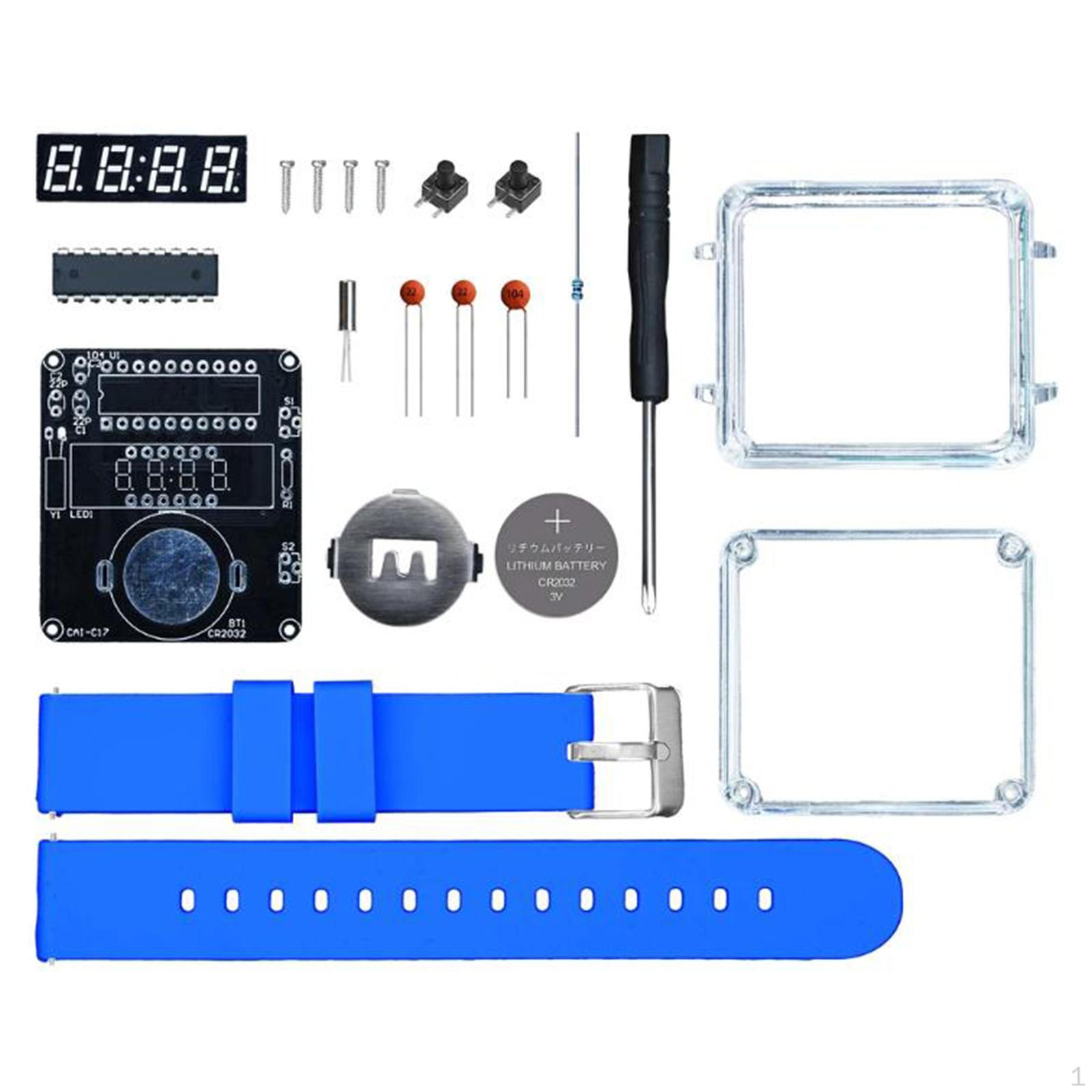 

Набор для сборки электронных часов своими руками, светодиодный цифровой дисплей, учебное пособие, сувениры для вечеринок синий