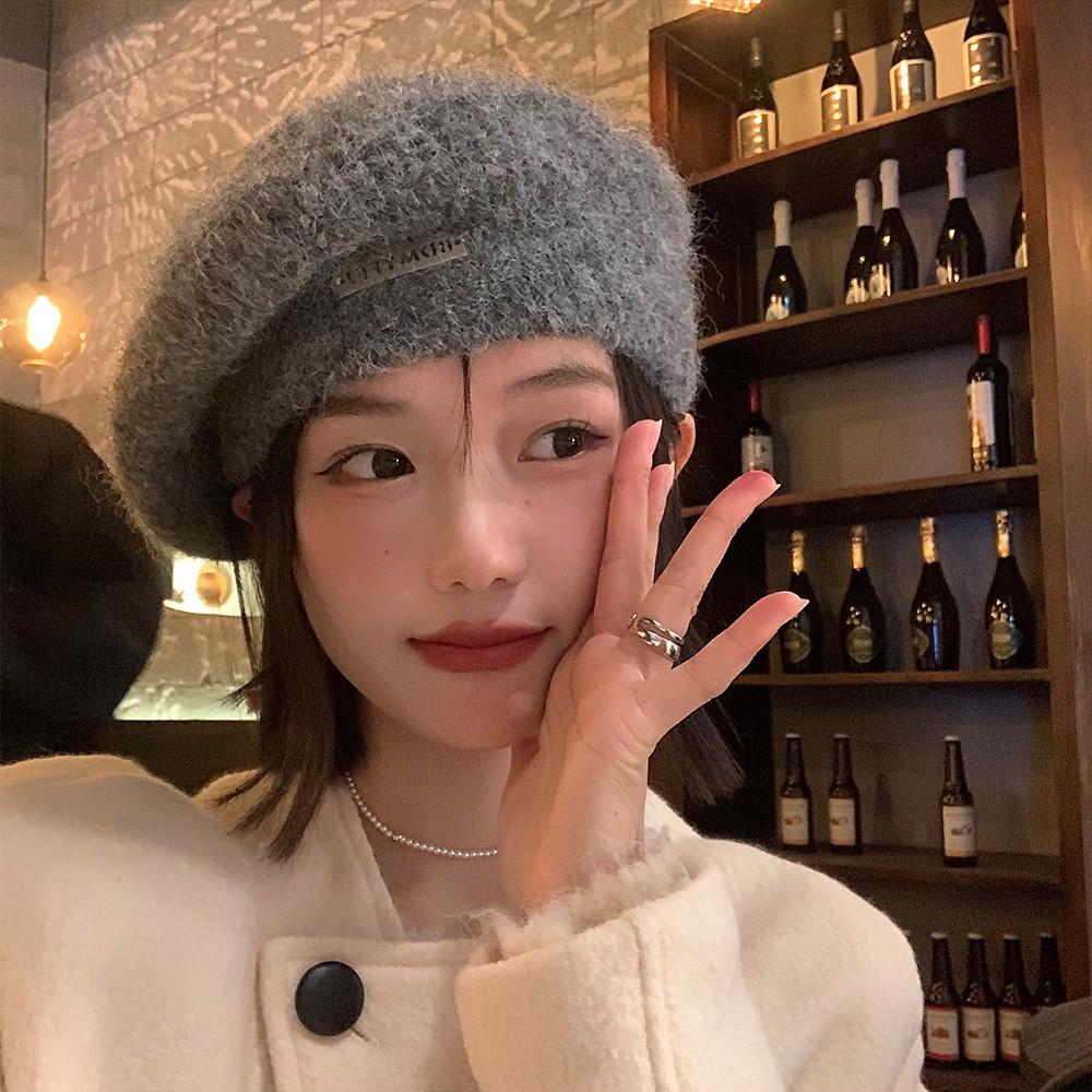 Beret Mohair Elegant For Women Stylish Winter Warmth Large Fit Hat