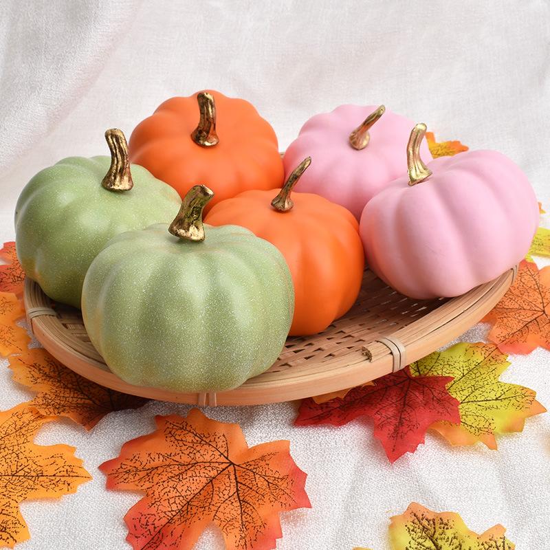2Pcs Artificial Pumpkin Set, Faux Pumpkin Simulation Pumpkin Model, Decorative Fake Pumpkin for Halloween Thanksgiving Table Centerpiece