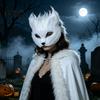 Kostým Lišky s dlouhou srstí Maska na obličej Dlouhá bílá srst Poloviční maska Halloween Maškaráda Cosplay Měkký samet Zvíře