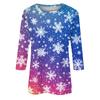 Women's Fashionable Casual Three Quarter Sleeve Christmas Printed Collar Pullover Top