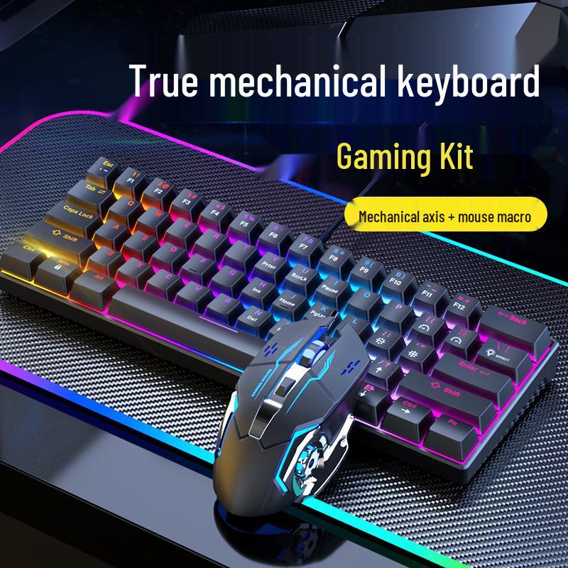Wired Mechanical Keyboard & Mouse Set with Blue Switch for Gaming & Office Use
