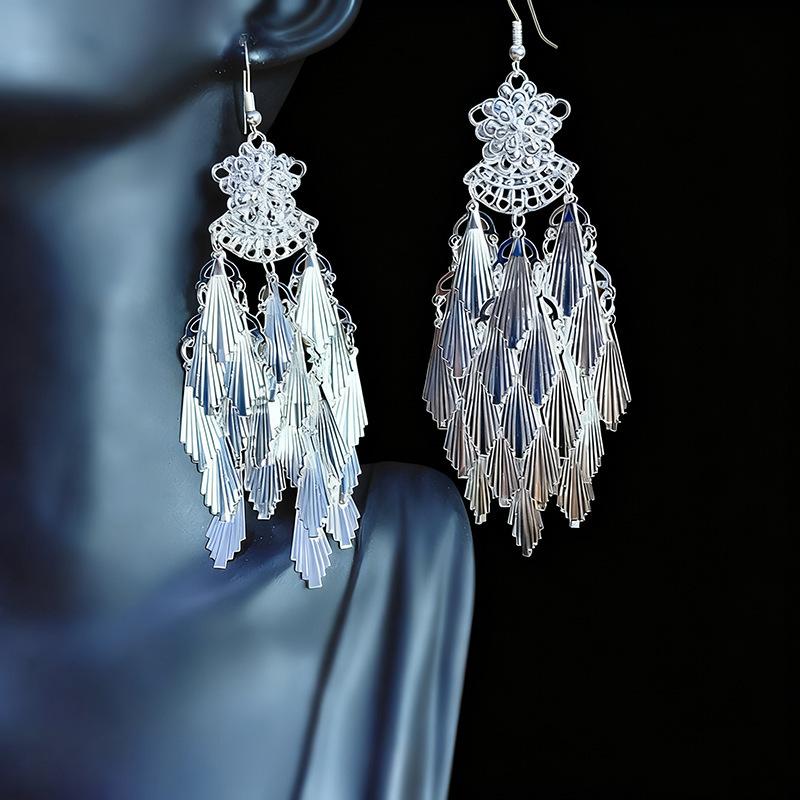 Ethnic style earrings Alloy silver-plated Miao ethnic minority Dong Yi earrings Earrings