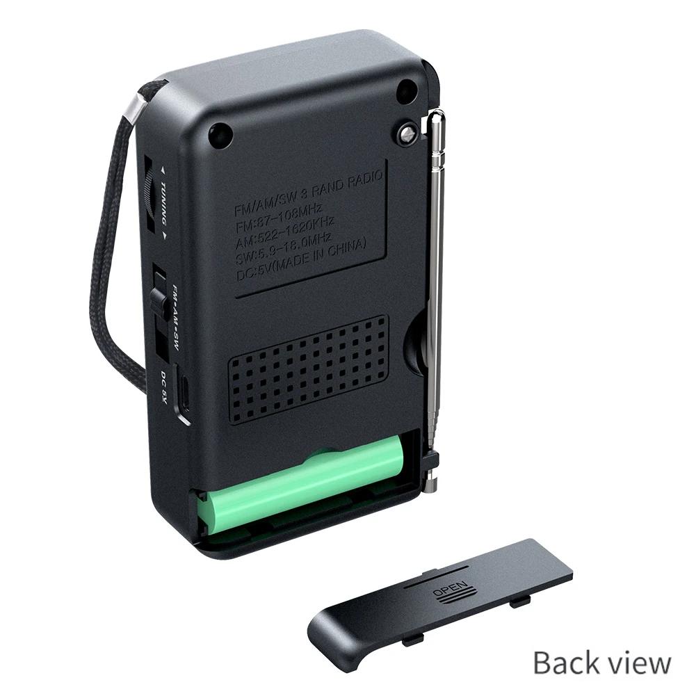 Portable Radio AM/FM/SW Pocket Radio with Rechargeable Battery Best Reception Support Wired Earphone FM Receiver Radio for Elder
