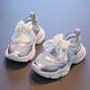Girls' New Summer Single Mesh Pearl Lace Bowknot Sports Sandals Little Girls' Transparent Mesh Casual Sandals
