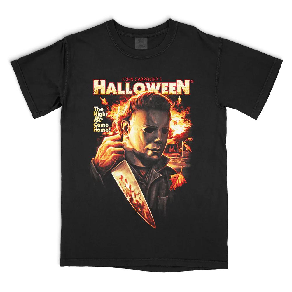 

Retro Poster Style T-shirt Dark Thriller Image Horror Movie Fans Short Sleeved High Street Men and Women s Cotton Tops Oversize 4XL