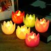 6 Pcs Diwali LED Lotus Candles Flameless Lotus Tea Light Battery Operated Flickering Buddhist Lamp for Home Desktop Centerpiece