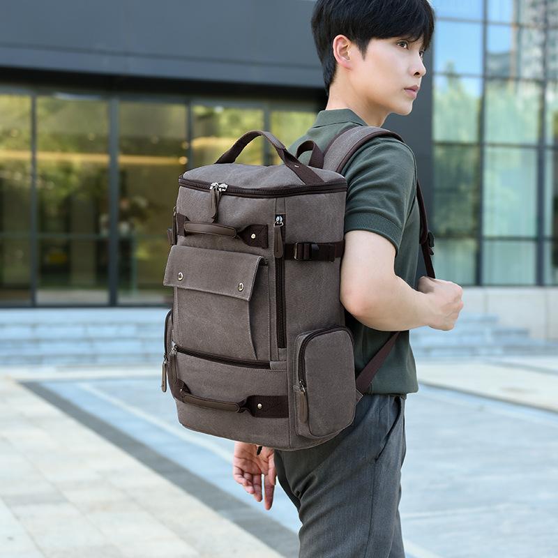 Schoolbag Hot Sale Casual Canvas Backpack Men's Multifunctional Retro Fashion Backpack Outdoor Mountaineering Travel Computer Bag