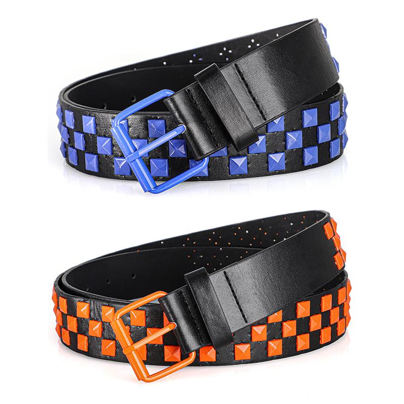 1Pc Fashionable Unisex Rivet Belt Punk HipHop Rock Y2K Style Dopamine Color Handsome Street Casual Daily Wear Belt,For Men Women