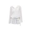 Large size fat MM French hollow knitted sweater women's early autumn new design loose hooded sweater dress