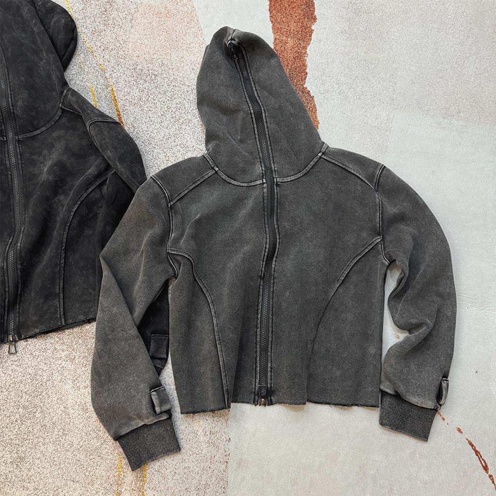 2024 Nová evropská a americká praná mikina s kapucí a zipem pro ženy