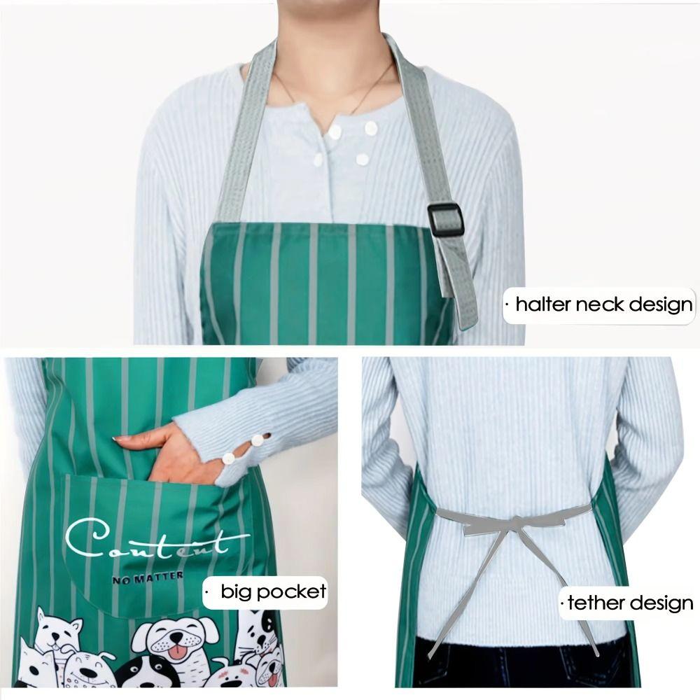 Cute Cartoon Prints Kitchen Apron Waterproof Wear-resistant Work Apron Household Oil-proof Antifouling Barista Apron