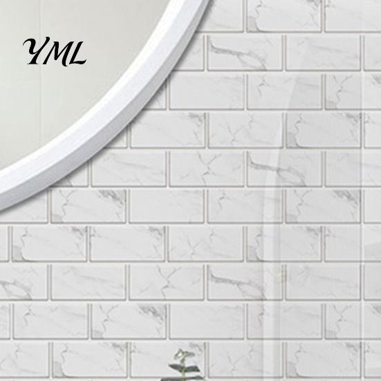 PVC Surface Protection Film 6Pcs Marble Pattern Peel And Stick Backsplash, Waterproof Brick Wall Panels, Self Adhesive Durable Cover Tile, Faux Stone