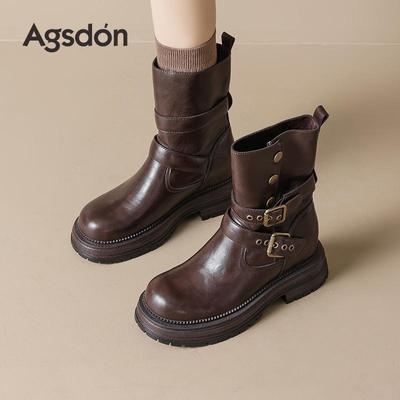Augusden Damen Stiefeletten mit Blockabsatz - Y2K Retro Britischer Stil, Dicksohlige, 2025 Kollektion