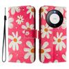 Pink Daisy Luxury Painted Leather Case Wallet PU Leather Book Style Cover for Huawei P20 P30 P40 P50,Pura 70,Mate 60,Mate 70,Honor 50...