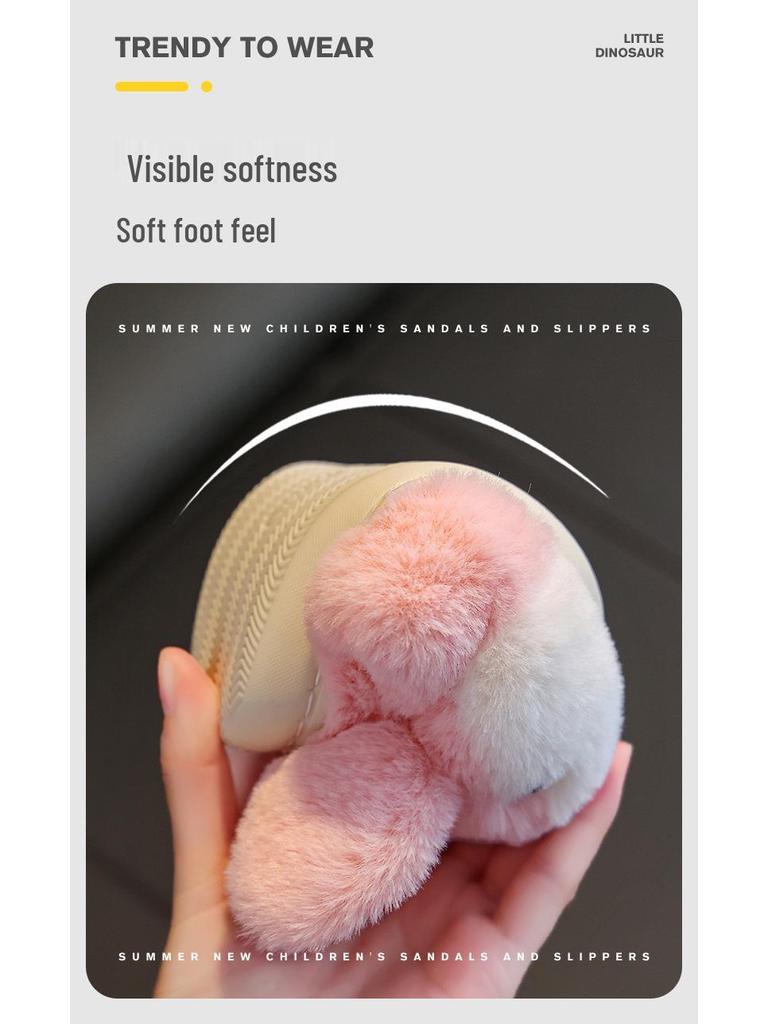 Kids' Winter Cotton Slippers - Cute Bunny Design, Warm, Non-Slip, Soft Sole for Girls and Boys