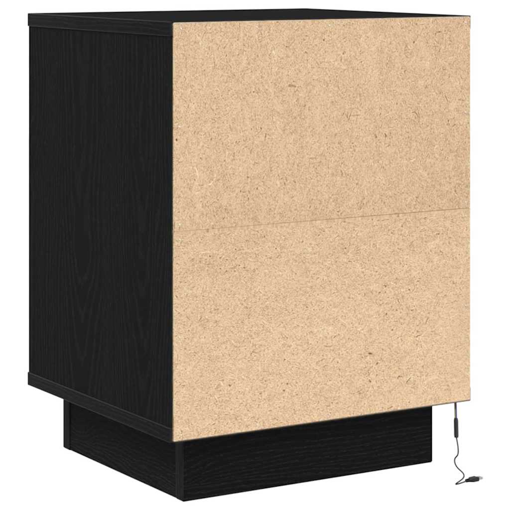 Nightstand with LED Lights Black 38 X 34 X 50 Cm
