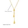 Minimalism Gold Color Waterdrop Tassel Pendant Y-shaped Adjustable Pull Snake Chain Necklace for Women Fashion Jewelry Gifts