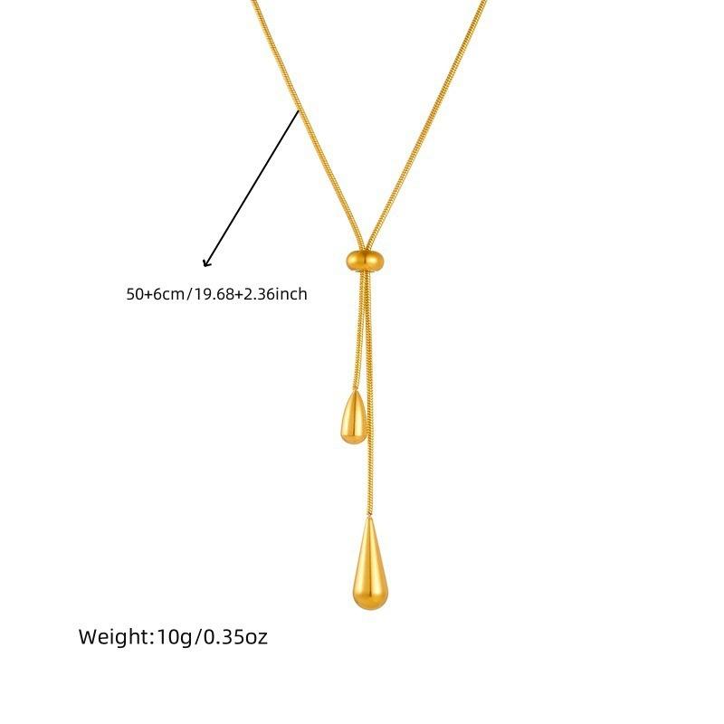 Minimalism Gold Color Waterdrop Tassel Pendant Y-shaped Adjustable Pull Snake Chain Necklace for Women Fashion Jewelry Gifts