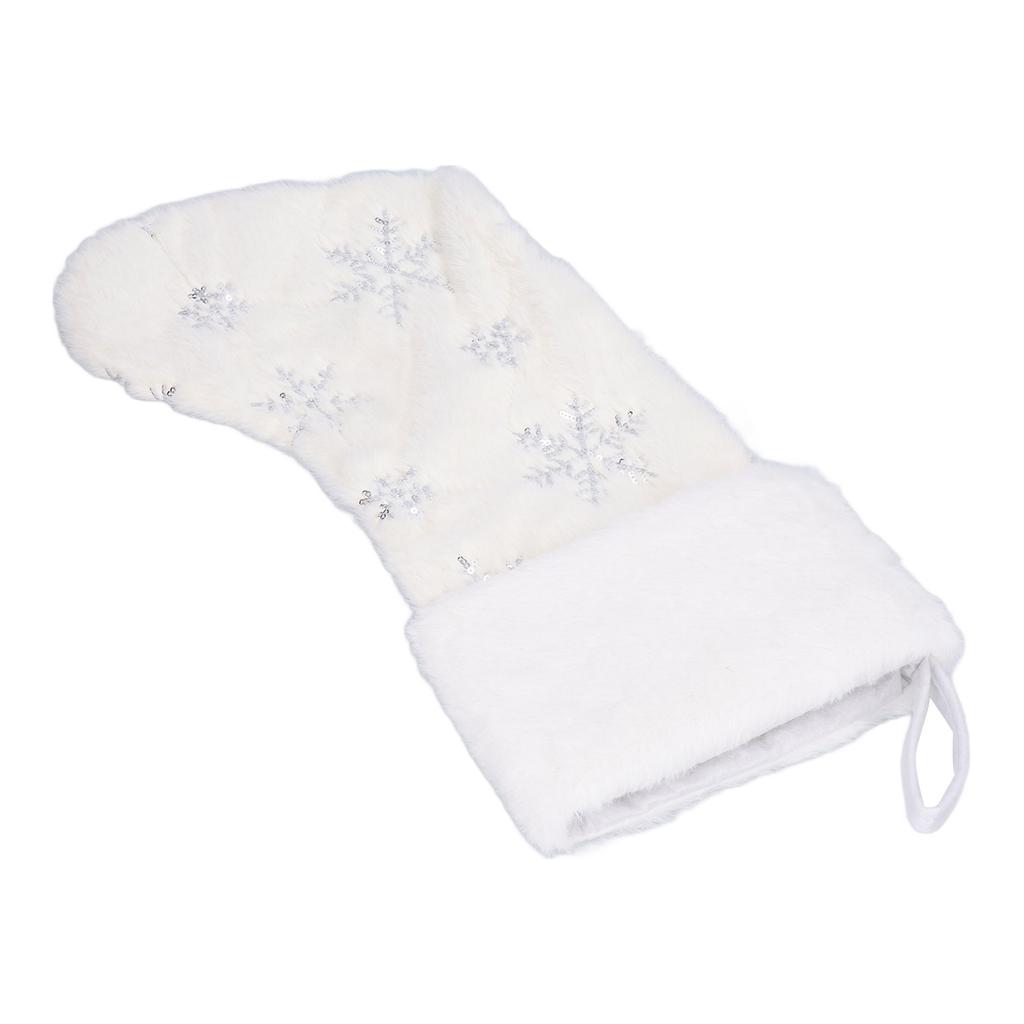 Poliesterowa zawieszka świąteczna w kształcie skarpety z haftowanym wzorem płatka śniegu, dekoracja choinkowa