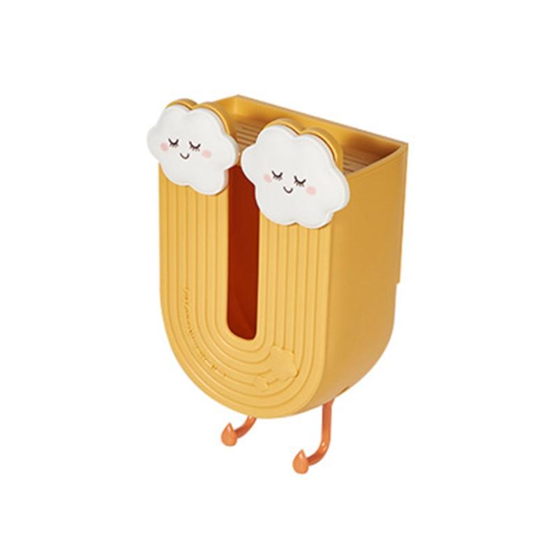 Wall Mounted Rainbow Shape Facials Tissue Dispenser Storage Rack Napkin Holder with Hooks Bathroom Decoration