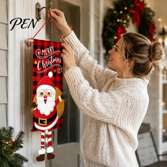 Indoor Holiday Home Ornaments Christmas Banner Decorations with Hanging Rope, Elf/Snowman/Gnome/Snowman Festive Flags for Doorway Celebratory
