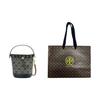 Tory Burch T Monogram All-Over-Print Kordelzug Leder Beuteltasche Damen Taschen Dunkelblau-Denim 80534-405