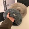 Mohair Gestrickte Baskenmütze Damen Neuer Winterstil Japanisch All Match Großer Kopfumfang Grau Wolle Malermütze