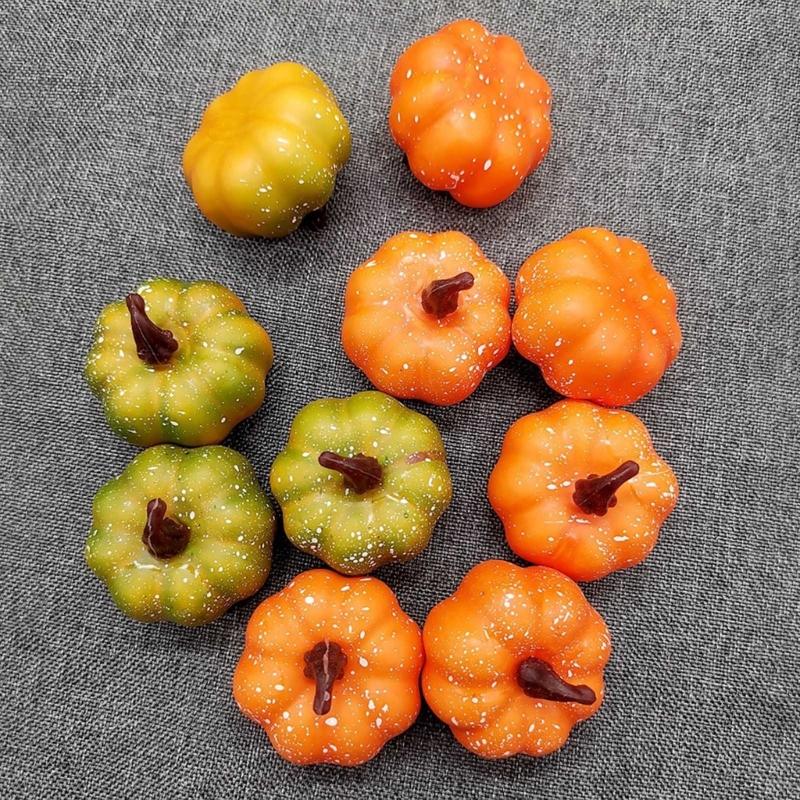 12pcs Simulation Artificial Pumpkin for Restaurant Hotel Home Garden Halloween Wedding Kitchen Decorations Photo Props